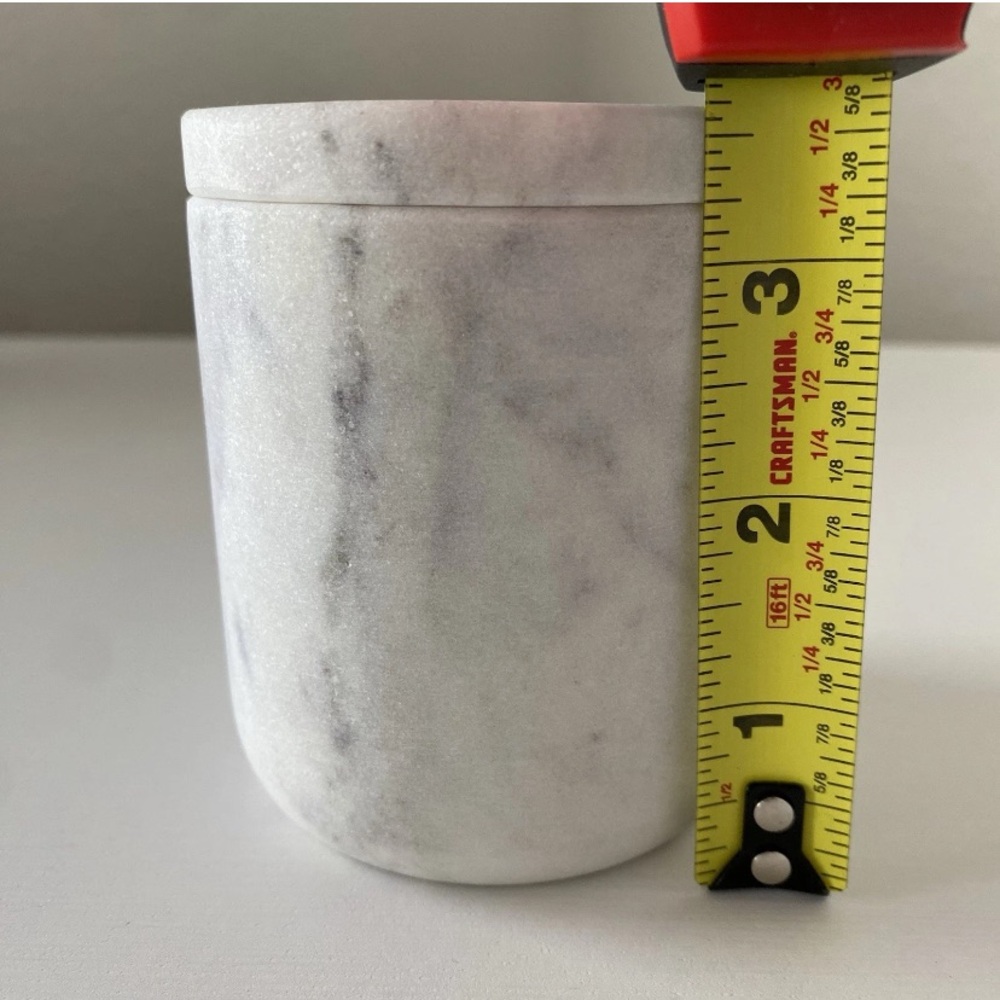 CB2 Vanity Bathroom Nexus White Marble Canister - Picture 7 of 9